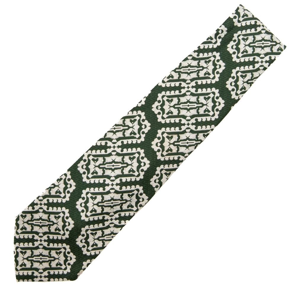 Vintage Retro Green White 60's 70's Necktie Neck Tie - Picture 2 of 8